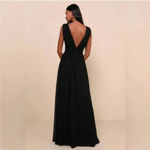Lulus black heavenly chiffon open slit maxi dress - Picture 2 of 15